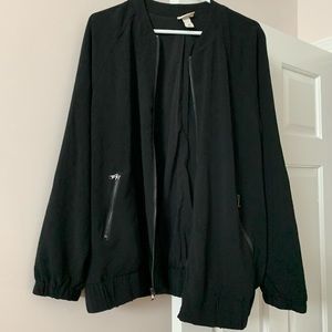 Black Ava+Viv Bomber Jacket with exposed zippers